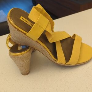 Bandolino Yellow Wedge Sandals with Suede Straps